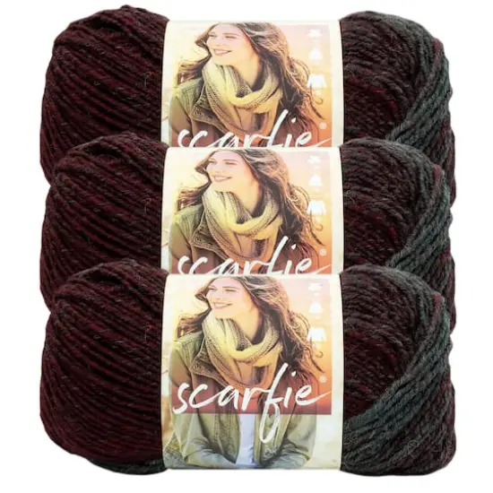 3 Pack Lion Brand&reg; Scarfie&reg; Yarn Oxford/Claret {1}