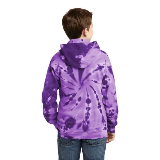Port & Company&reg; Youth Tie-Dye Pullover Hooded Sweatshirt Purple {6}