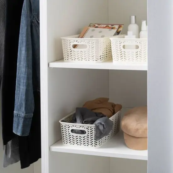 Simplify Small&nbsp;Herringbone Storage Basket, 3ct. Ivory {6}