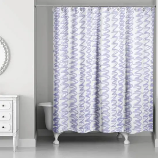 74" Squiggles Shower Curtain Blue {3}