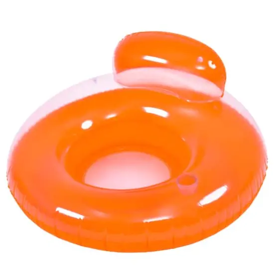 Pool Central 4ft. Orange Inflatable Inner Tube Pool Float with Backrest {1}