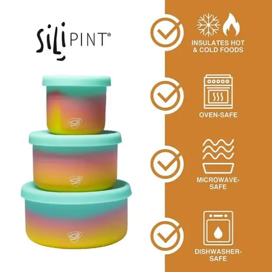 Silipint&reg; 3-Piece Silicone Lidded Bowl Set Aurora {5}