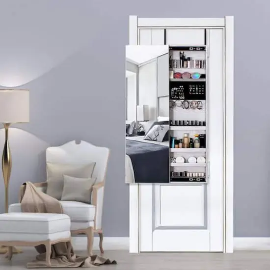 Mountain Home Elegant White Over-the-Door Mounted Jewelry Armoire {6}