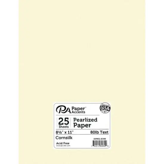 PA Paper&trade; Accents Pearlized 8.5" x 11" 80lb. Paper, 25 Sheets Cornsilk {1}