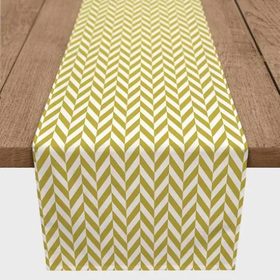Gold & White Chevron Outdoor Table Runner {3}