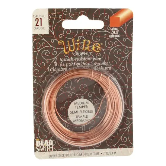 The Beadsmith&reg; Wire Elements&trade; 21 Gauge Tarnish Resistant Medium Temper Square Wire, 7yd. Natural Copper {1}