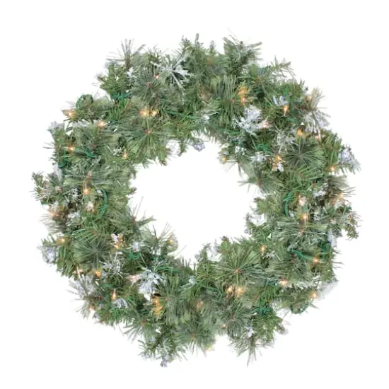30" Pre-Lit Snow Mountain Pine Artificial Christmas Wreath {1}