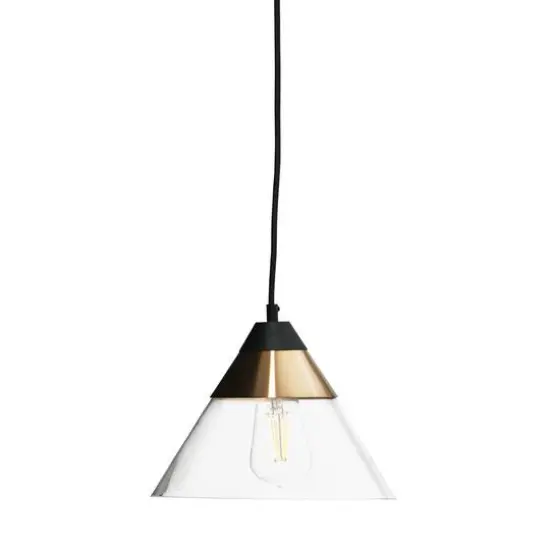 Hello Honey&reg; Robert Stevenson Lighting Theo 10" Matte Black & Brushed Metal Ceiling Light Black/Brass {1}