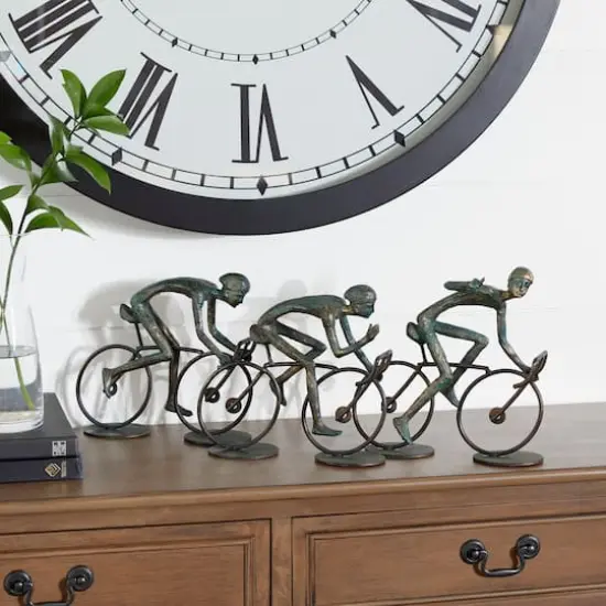 20" Bronze Polystone Cyclists Sculpture {8}