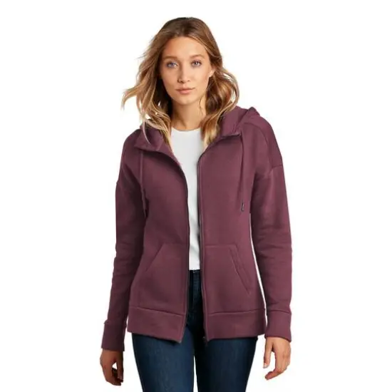 District&reg; Perfect Weight&reg; Women's Fleece Drop Shoulder Full-Zip Hoodie Heathered Loganberry {4}