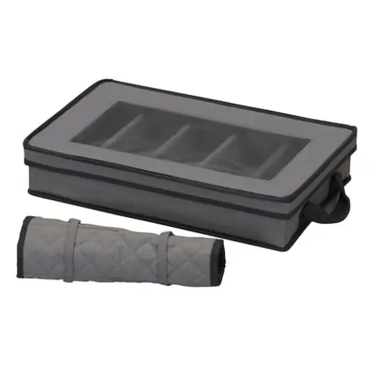 Household Essentials 19" Windowed Flatware Storage Chest Gray {5}