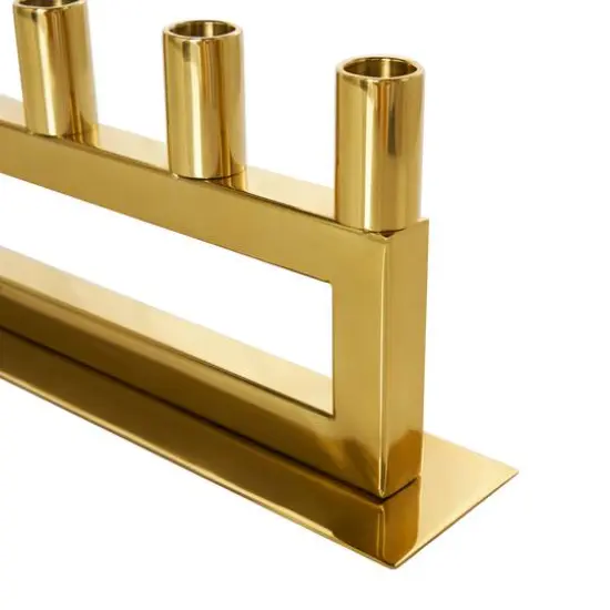 22" Gold Stainless Steel 7 Taper Candle Candelabra with Rectangular Frame {6}