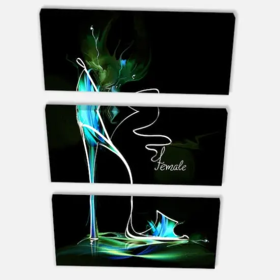 Designart - Green High Heel Show - Abstract Canvas Art Print {4}
