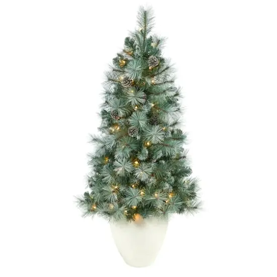 4ft. Pre-Lit Frosted Tip British Columbia Mountain Pine Artificial Christmas Tree with Pinecones, Clear Lights {1}