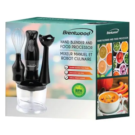 Brentwood Black 2-Speed Hand Blender & Food Processor with Balloon Whisk {7}