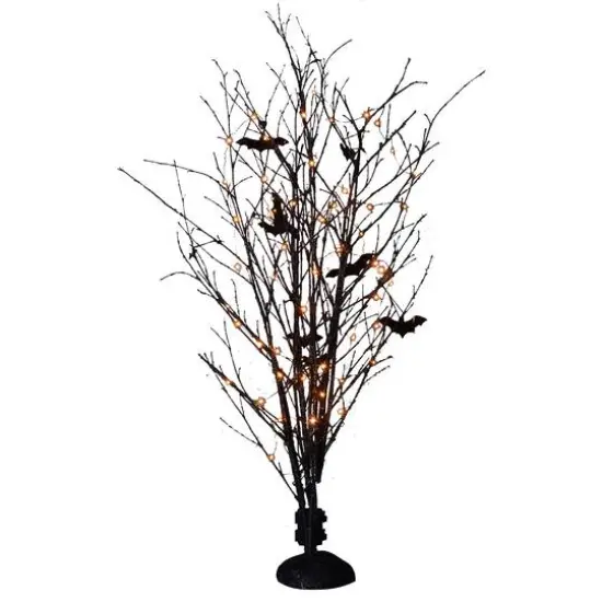 4.2ft. Pre-Lit LED Black Bamboo Halloween Tree {1}