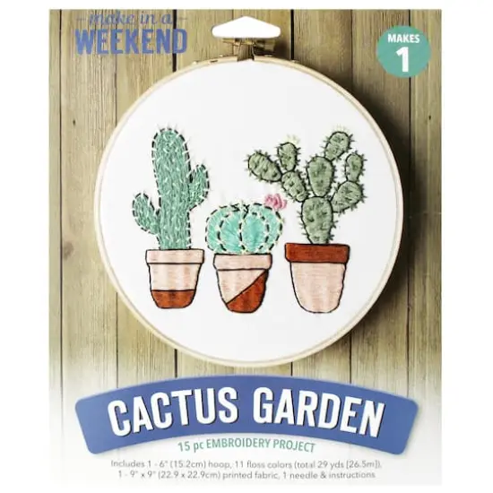 Leisure Arts&reg; Make in a Weekend 6" Cactus Garden Embroidery Kit {1}