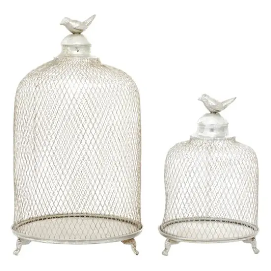 Silver Metal Contemporary Lantern Set, 17" & 12" {3}