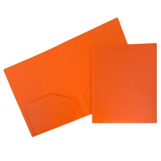 JAM Paper Heavy Duty Plastic 2 Pocket File Folder Orange {1}
