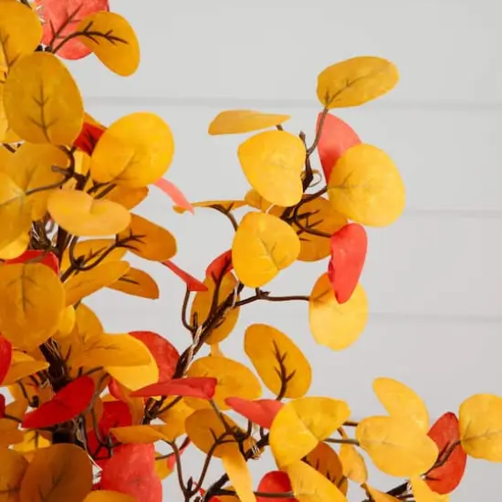 21in. Pre-Lit Bright Autumn Eucalyptus Artificial Fall Tree with 50 Warm White LED Lights and Detachable Base {4}