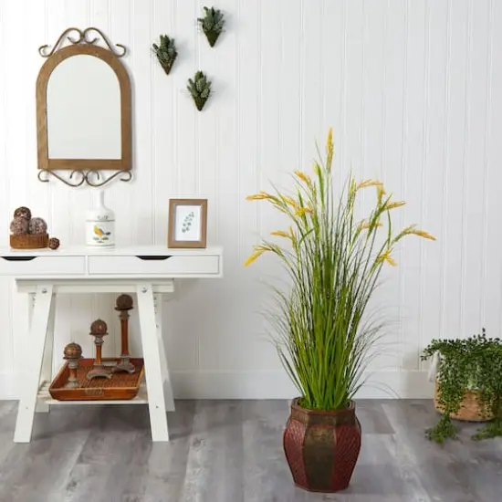 4.4ft. Wheat Grain Plant in Decorative Planter {3}