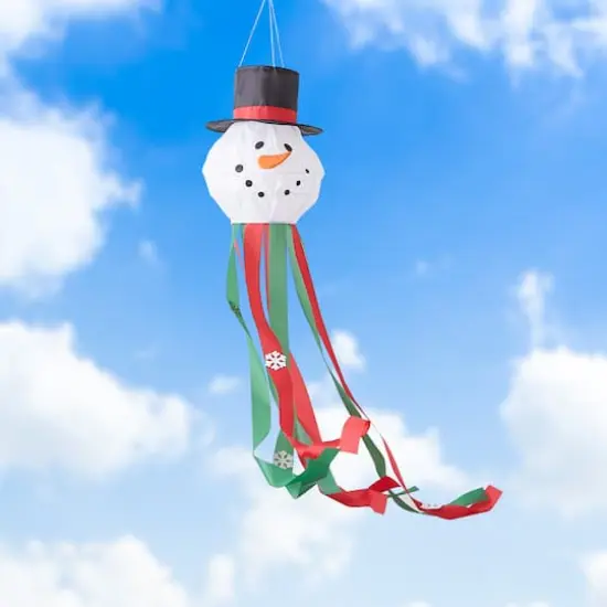 53" Red, Green & White Snowman Windsock {6}