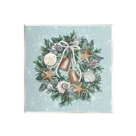 Stupell Industries Green Nautical Holiday Seashell Wreath Wall Plaque Art {1}