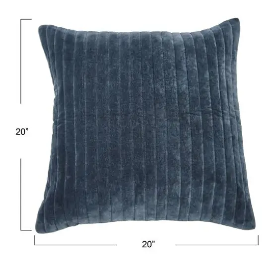Hello Honey® 20" Square Quilted Velvet Pillow Cover with Channel Stitch Blue {5}