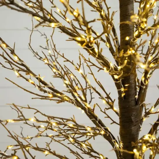 6ft. Pre-Lit Artificial Christmas Twig Tree, Warm White LED Lights {5}