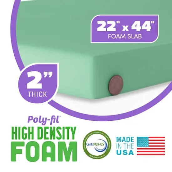 Poly-Fil&reg; 2" High Density Foam, 22" x 44" {3}