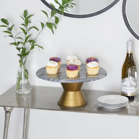 Grey Glam Cake Stand, 14" x 14" x 7" {8}