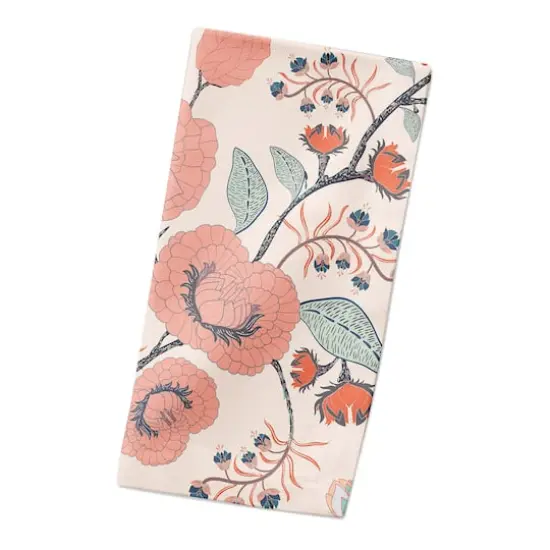 Pink Navy Floral 10" x 10" Cotton Twill Napkin {3}