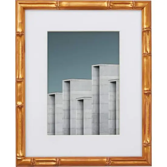 Craig Frames Vintage Bamboo Brushed Gold Picture Frame with Mat {9}