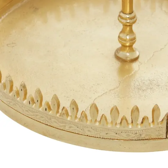 13" Gold Aluminum Glam Tray Stand {5}