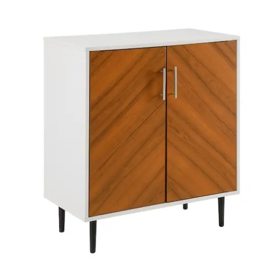 Walker Edison White Modern Bookmatch Accent Cabinet {1}