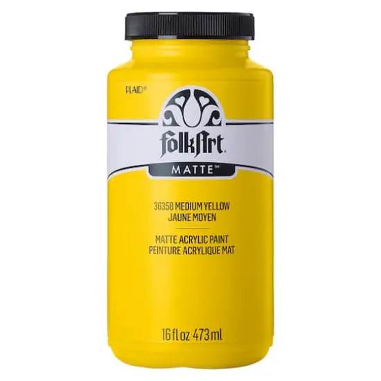 FolkArt&reg; 16oz. Matte Acrylic Paint 36358 Medium Yellow {1}