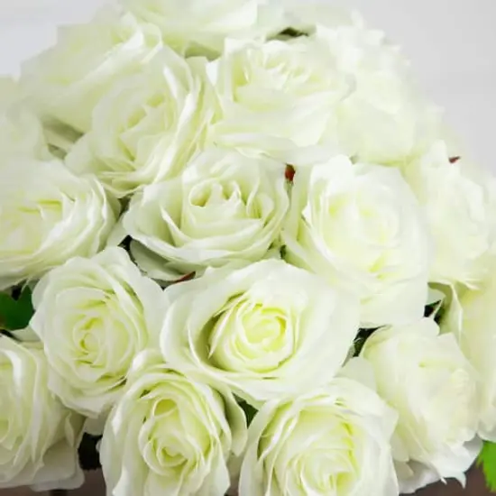 Wedding Collection 13in. Artificial Rose Arrangement in Glass Vase {4}