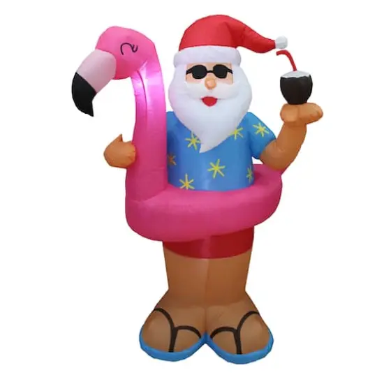 6ft. Inflatable Christmas Beach Party Santa {1}