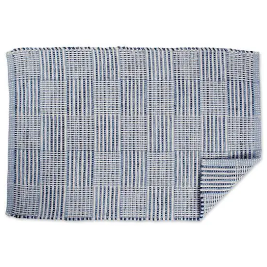 DII&reg; Blue Squares Recycled Yarn Rug, 2ft. x 3ft. {6}