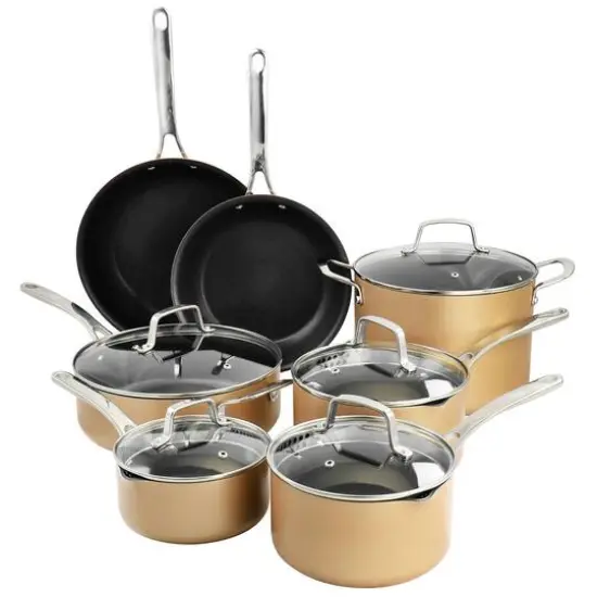 Martha Stewart Copper 12 Piece Hard Anodized Nonstick Aluminum Cookware Set {1}