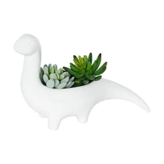 Hello Honey&reg; 10" White Dinosaur Shaped Stoneware Planter {4}