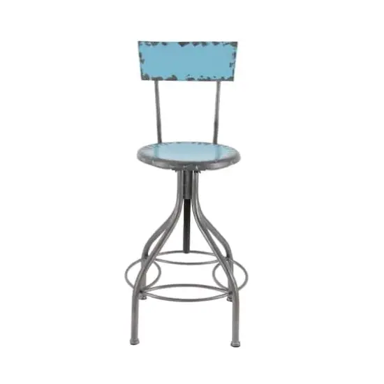 41" Metal Vintage Bar Chair Aqua {3}