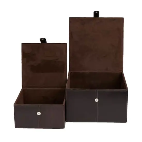 Dark Brown Leather Storage Box Set {4}