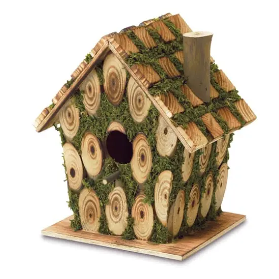 8" Moss-Edged Birdhouse {1}