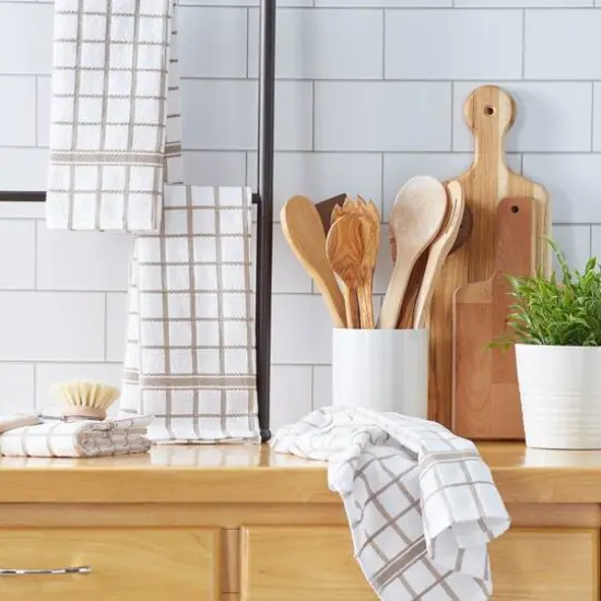 DII&reg; Stone Windowpane Terry Dishtowels, 4ct. {7}