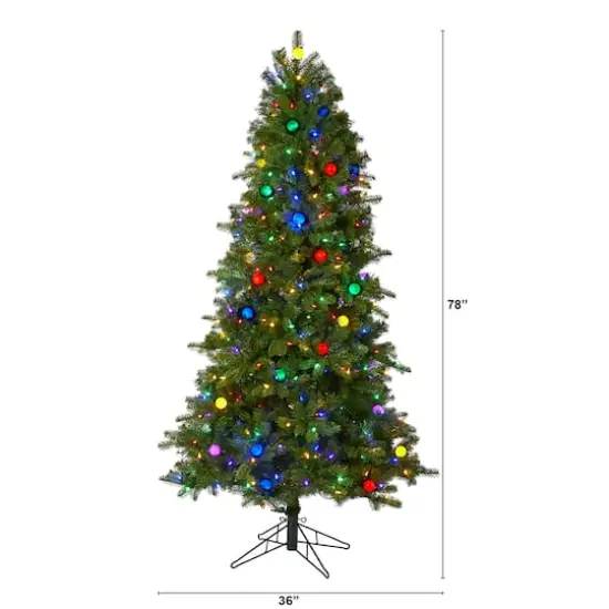 6.5ft. Pre-Lit Montana Mountain Fir Artificial Christmas Tree, Multicolor LED Lights {8}