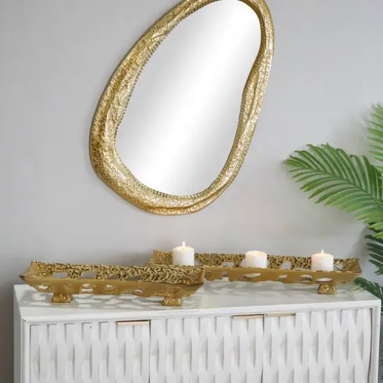 Gold Aluminum Contemporary Tray, Set of 2" 29", 23" {7}