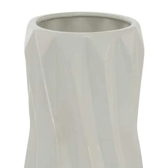 White Ceramic Modern Vase, 16" x 7" x 7" {5}
