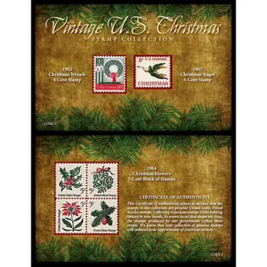Vintage United States Christmas Stamp Collection Portfolio Wallet {1}