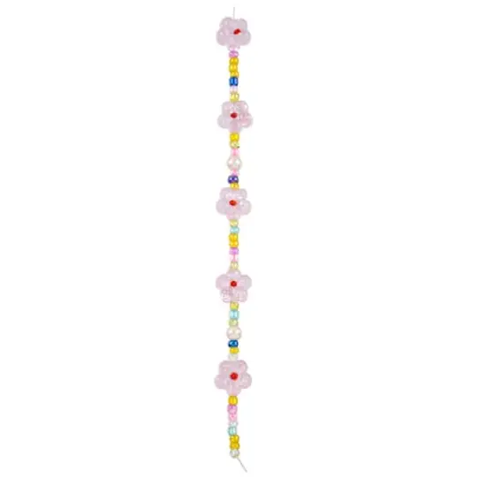 Pink Flower Lampwork Glass Bead Mix by Bead Landing&trade; {4}